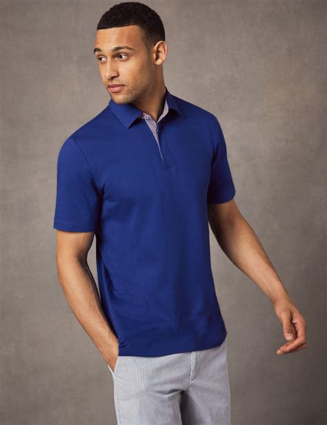 Cotton piqué polo shirt in blue 